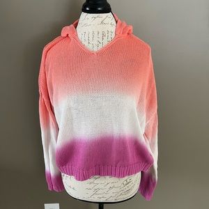 Lou & Grey ombré stripe loose knit hooded sweater